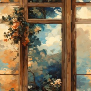 Window View Artistic Paint Pattern Seamless Pattern