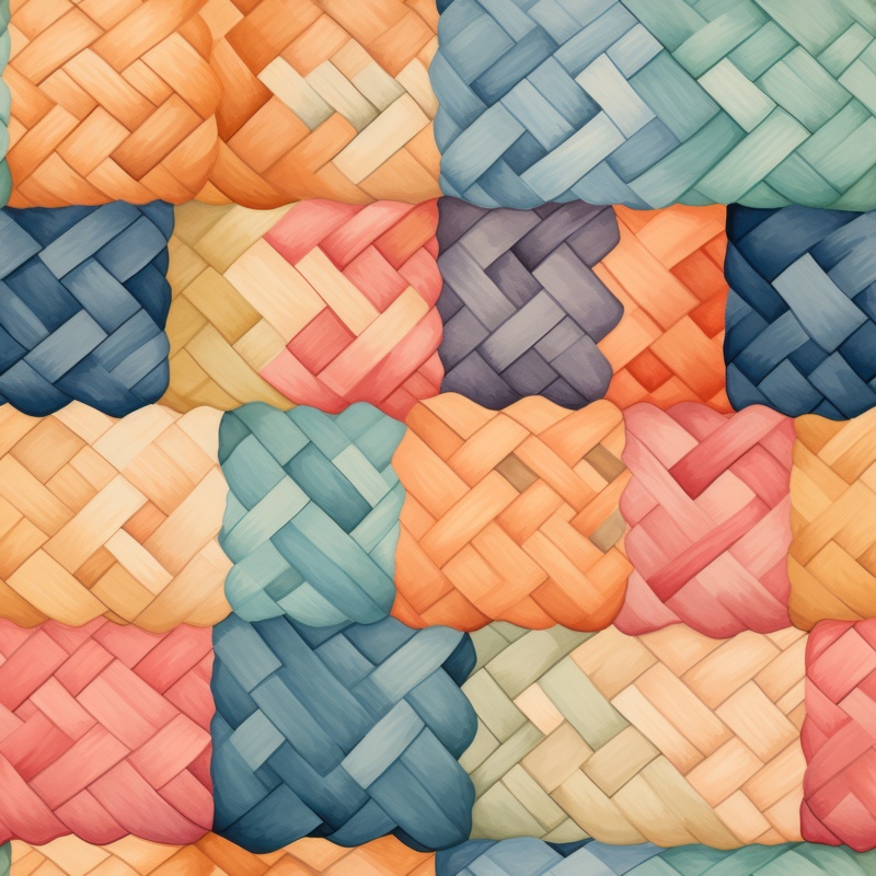 Woven Watercolor Basket Seamless Pattern