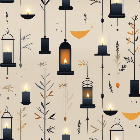 Zen Lamp Serenity Seamless Pattern