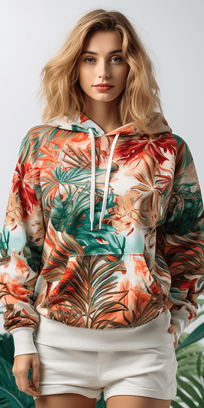 hoodie with jungle pattern print on it studio white back 7 pattern design