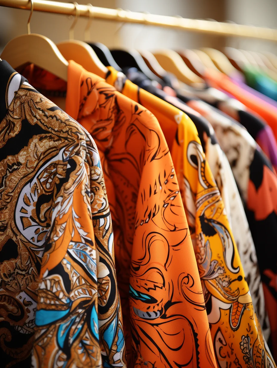 mitm Close up shot of a few clothes with intricate digitally p 5f6f6352 262f 4566 becf be6bd6b29c81 pattern design