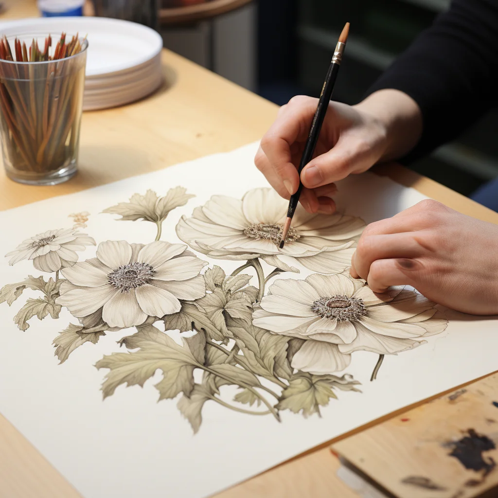 mitm close up of artist Hand drawn rough sketches of flower e7317a76 17a1 4270 81aa 74c4c41afca9 pattern design